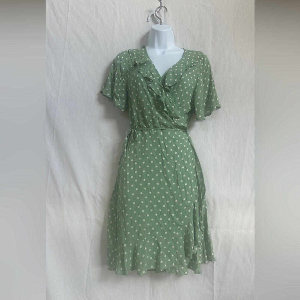 Mint green polka dot wrap dress Size L